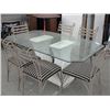 Image 2 : GLASS TOP TABLE WITH 6 WROUGHT IRON CHAIRS