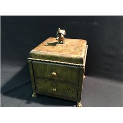 COMPLETE SET OF BRASS CHESS PIECES FEATURING LIONS AND ELEPHANTS