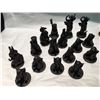 Image 3 : COMPLETE SET OF BRASS CHESS PIECES FEATURING LIONS AND ELEPHANTS