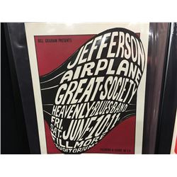 JEFFERSON AIRPLANE/GREAT SOCIETY/HEAVENLY BLUES BAND POSTER - 2ND PRINTING - DISPLAYS UNION LOGO