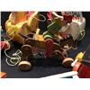 Image 2 : COLLECTION OF 1950'S FISHER PRICE WOODEN PULL TOYS INC.: CHICKENS, BEAR, HORSE AND RIDER