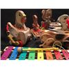 Image 3 : COLLECTION OF 1950'S FISHER PRICE WOODEN PULL TOYS INC.: PELICANS, BEAR, CHICKENS, DOG