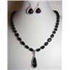 Image 1 : Blue River Studio - Black Onyx/White Topaz Necklace and Earrings