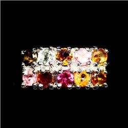 STERLING SILVER TOURMALINE LADIES RING - SIZE 5.25