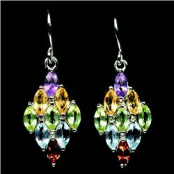 PAIR OF SKY BLUE TOPAZ, AMETHYST, CITRINE EARRINGS