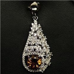 STERLING SILVER HONEY QUARTZ PENDANT