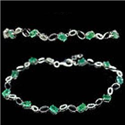 STERLING SILVER GREEN EMERALD BRACELET