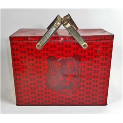 VINTAGE TIGER TOBACCO ADVERTISING TIN - LUNCH PAIL STYLE