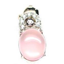 STERLING SILVER PINK QUARTZ PENDANT