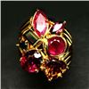 Image 1 : STERLING SILVER RUBY, TOPAZ & GARNET LADIES RING - SIZE 7.25
