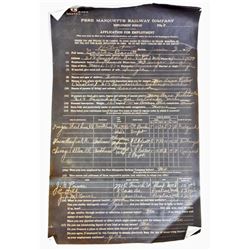 1929 PERE MARQUETTE RAILWAY COMPANY APPLICATION FORM