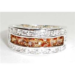 14KT WHITE GOLD FILLED MORGANITE LADIES RING - SIZE 6