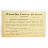 Image 1 : 1908 WANTED POSTCARD