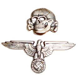 GERMAN NAZI WAFFEN SS OFFICERS VISOR CAP EAGLE & SKULL