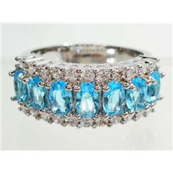 WHITE GOLD FILLED AQUAMARINE LADIES RING - SIZE 7