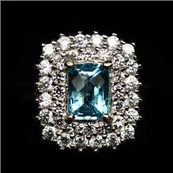 STERLING SILVER SKY BLUE TOPAZ LADIES RING - SIZE 6.75