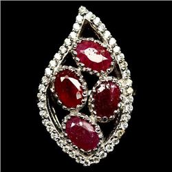 STERLING SILVER RUBY LADIES RING - SIZE 8