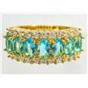 Image 1 : GOLD FILLED BLUE AQUAMARINE LADIES RING - SIZE 7