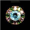 Image 1 : STERLING SILVER SKY BLUE TOPAZ & AMETHYST LADIES RING - SIZE 9