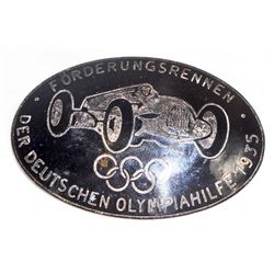 GERMAN NAZI PRE BERLIN SUMMER OLYMPICS RACE CAR BADGE