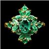 Image 1 : STERLING SILVER GREEN EMERALD LADIES RING - SIZE 6