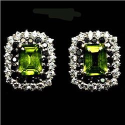 PAIR OF STERLING SILVER GREEN PERIDOT EARRINGS