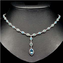 STERLING SILVER SKY BLUE TOPAZ & APATITE NECKLACE