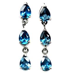 PAIR OF STERLING SILVER BLUE TOPAZ EARRINGS