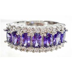 WHITE GOLD FILLED AMETHYST LADIES RING - SIZE 7