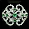 Image 1 : STERLING SILVER GREEN EMERALD LADIES RING - SIZE 7.5