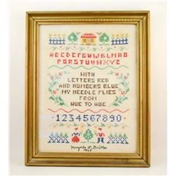 1964 CROSS STITCH SAMPLER - FRAMED