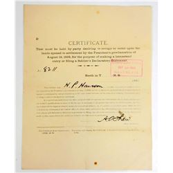 1893 GENERAL CERTIFICATE FOR SETTLEMENT