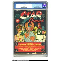 All Star Comics #9 (DC, 1942) CGC FN- 5.5 Off-white pages. In a most odd story, J Edgar Hoover is...
