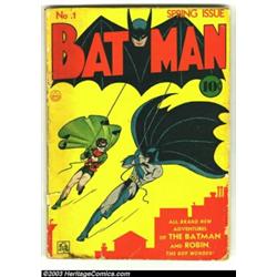 Batman #1 (DC, 1940) Condition: FR. If you are looking for a low-grade, affordable copy of this m...