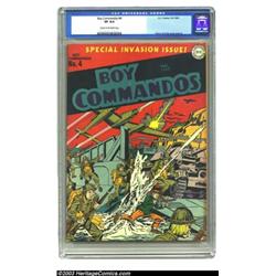 Boy Commandos #4 (DC, 1943) CGC VF 8.0 Cream to off-white pages. This is the "special invasion is...