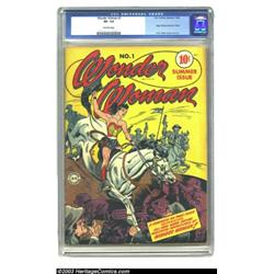 Wonder Woman #1 (DC, 1942) CGC VF- 7.5 Off-white pages. Following her debut in <B>All-Star Comics...