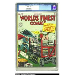 World's Finest Comics #13 (DC, 1944) CGC VG/FN 5.0 Off-white to white pages. This cover represent...
