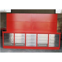 10 ft, 20 Drawer Metal Work Bench