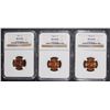 Image 1 : 1964, 1968-D & 1969-D LINCOLN CENTS, NGC MS-66 RED