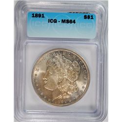 1891 MORGAN DOLLAR ICG MS-64