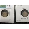Image 1 : Lot of Canada Five Cent Silvers: 1896 & 1900 narrow O both grading F.