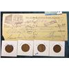 Image 2 : 1933 Check "The First National Bank of Lead" Lead, So. Dak.; & (4) 1933 P Lincoln Cents grading VF t