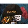 Image 1 : "AAHMES" Fez with Gold-embroidered letters & Pink tassle; (20) different Military Patches & Items; &