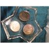 Image 2 : Paper Weight with (3) 1921 P or D U.S. Morgan Silver Dollars, all Uncirculated.