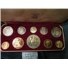 Image 2 : Crowned 2nd June 1953 Great Britain Silver Proof Set in original case of issue. (10 pcs.). PS25. KM 