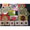 Image 2 : (9) Different Beer Bottle Labels; Series 1963 $2 U.S. Note AU; Series 1934 $5 Federal Reserve Note V