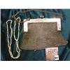 Image 2 : Seed Pearl Bracelet & Necklace with 14K Gold clasps, New condition; & antique Chain Mesh Purse.