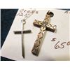 Image 2 : 1/20th 12K Gold-filled Cross with loop and ready to be suspended from necklace; & a Sterling Silver 