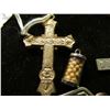 Image 2 : Charm with Mustard Seeds; (2) Catholic crosses, one very ornate, the other marked "Sterling"; & a cl