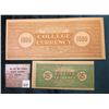 Image 2 : .25c & $1000  "For Use In 20th Century Bookkeeping & Office Practice College Currency". $1000 is Unl